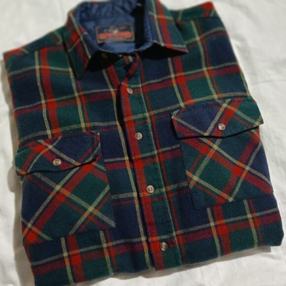 Vintage Back Packer Sportswear Men's XLTall Long-Sleeved Flannel Blue/Green/Red - Picture 14 of 14